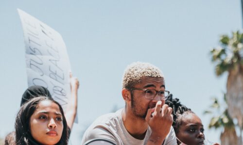 Man and Woman protesting