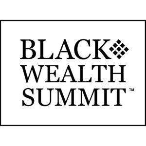 Logo of Black Wealth Summit in black and white