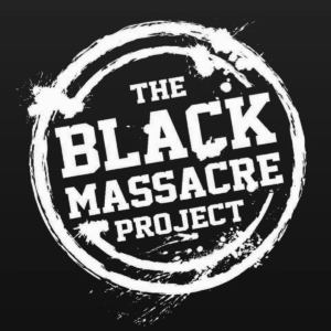 Logo of Black Massacre in black and white