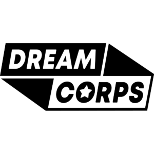 Logo of Dream Corps in black and white