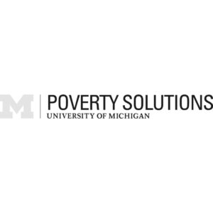 Logo of University of Michigan Poverty Solutions in black and white
