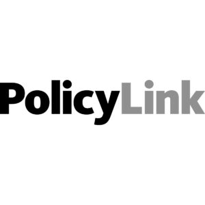 Logo of Policy Link in black and white